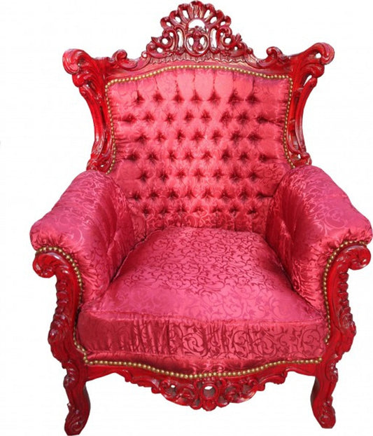 Barock Sessel Al Capone Mod3 Bordeaux Muster / Braun Rot Möbel Antik Stil - Limited Edition