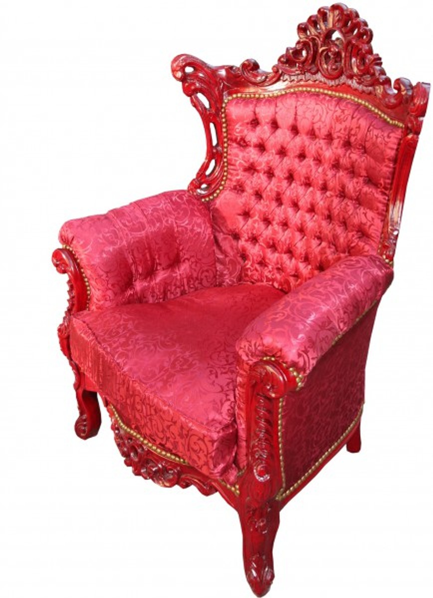 Barock Sessel Al Capone Mod3 Bordeaux Muster / Braun Rot Möbel Antik Stil - Limited Edition