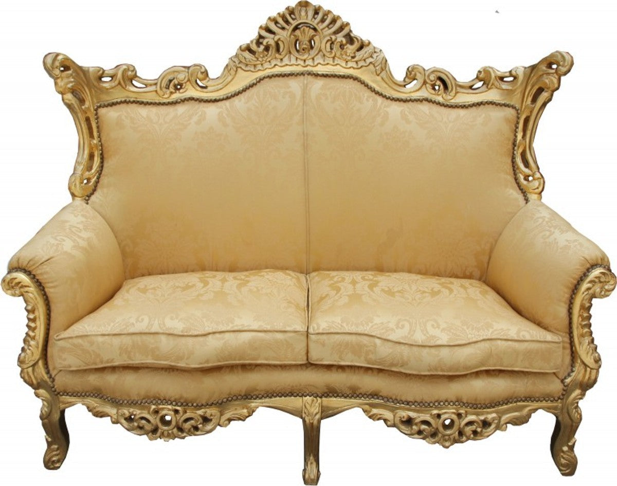 Barock 2er Sofa Master Gold Blumen Muster/ Gold 2Mod - Wohnzimmer Couch Möbel Lounge