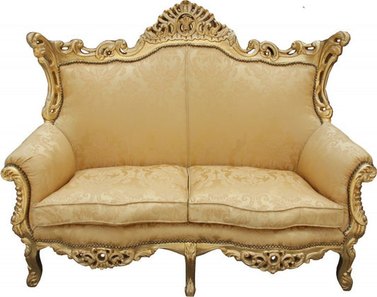 Barock 2er Sofa Master Gold Blumen Muster/ Gold 2Mod - Wohnzimmer Couch Möbel Lounge