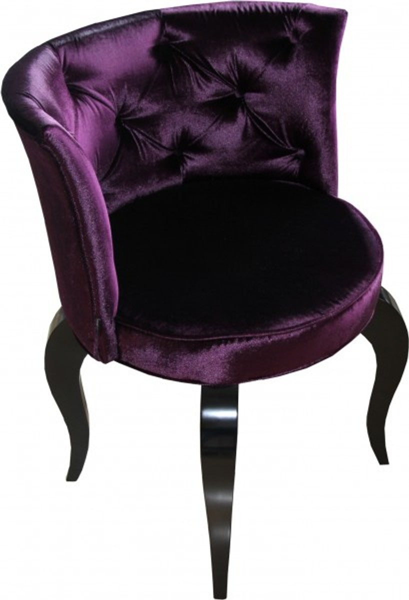 Barock Salon Stuhl Lila / Schwarz - Designer Sessel - Luxus Qualität