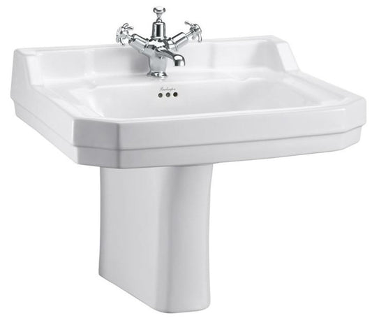 Porzellan Waschbecken mit halben Sockel 61 x 51 x H. 56 cm