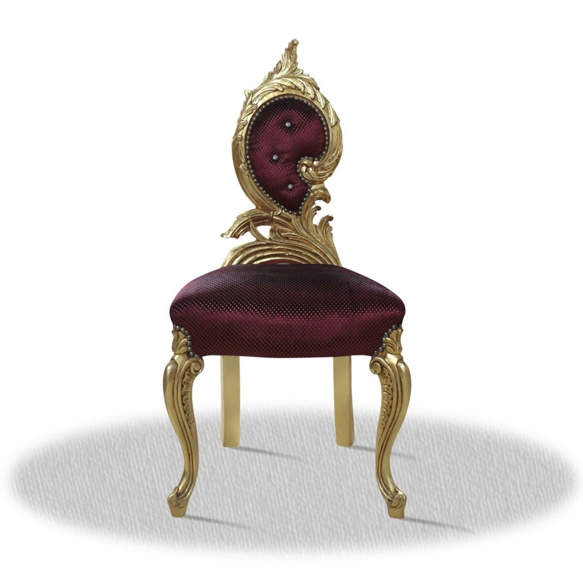 Barock Salonstuhl Gold Bordeaux Rot 55 x 45 x H. 100 cm - Limited Edition