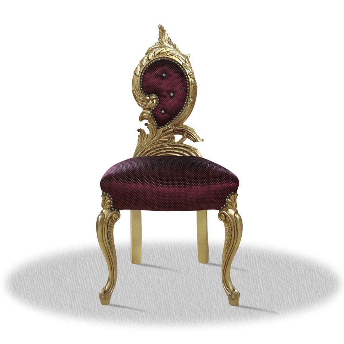 Barock Salonstuhl Gold Bordeaux Rot 55 x 45 x H. 100 cm - Luxus Edition