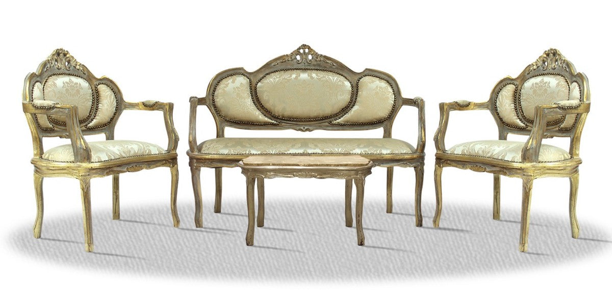 Barock Salon Set Antik Gold - Luxus Möbel