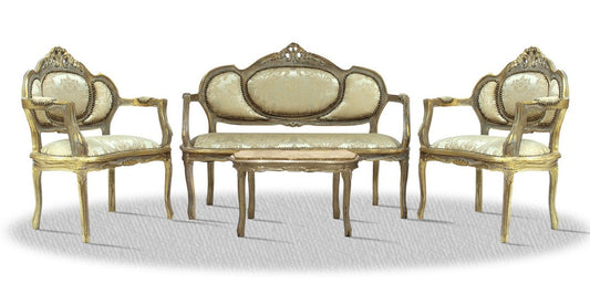 Barock Salon Set Antik Gold - Luxus Möbel