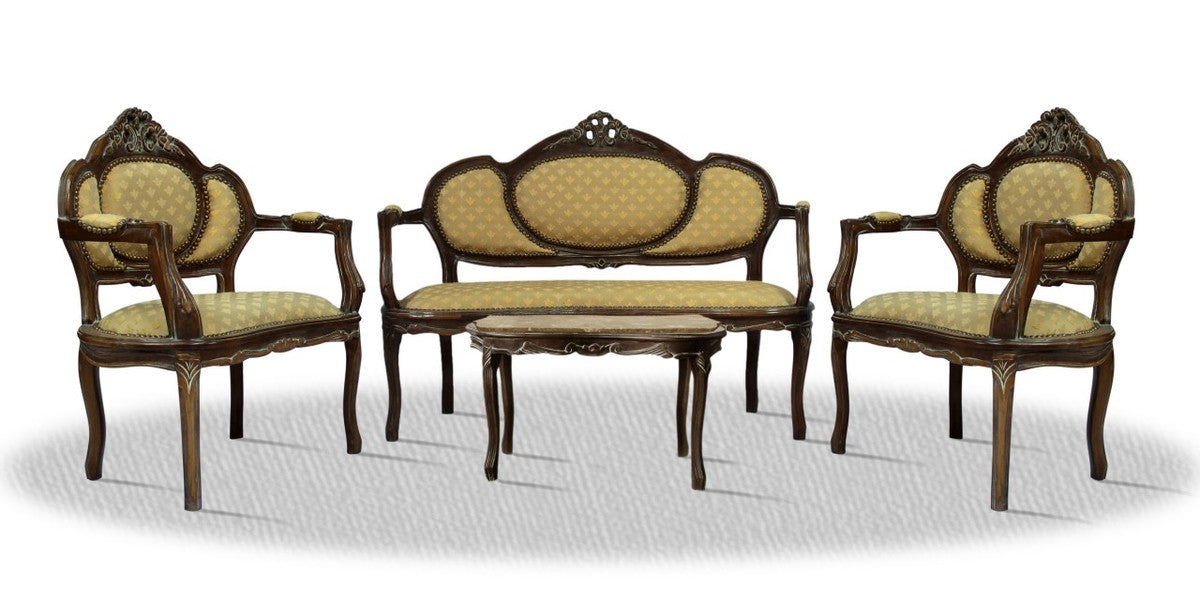 Barock Salon Set mit Sitzbank 2 Stühlen und Tisch - Hotel Möbel