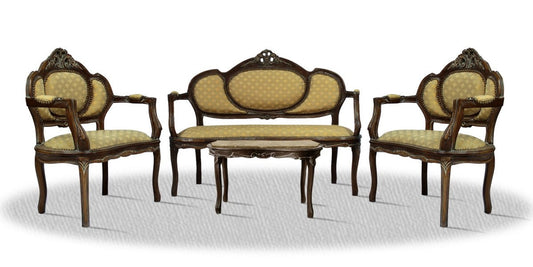 Barock Salon Set mit Sitzbank 2 Stühlen und Tisch - Hotel Möbel