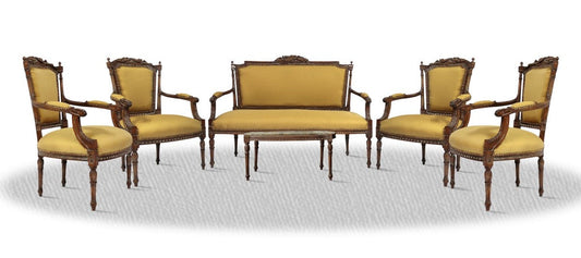 Barock Salon Set mit Sitzbank 4 Stühlen und Tisch - Barock Salon Möbel