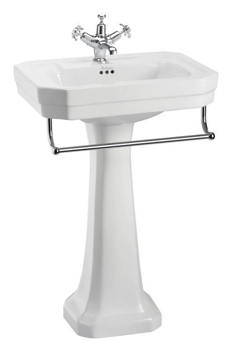 Porzellan Waschbecken mit Sockel und Handtuchhalter - Antik Stil Waschbecken