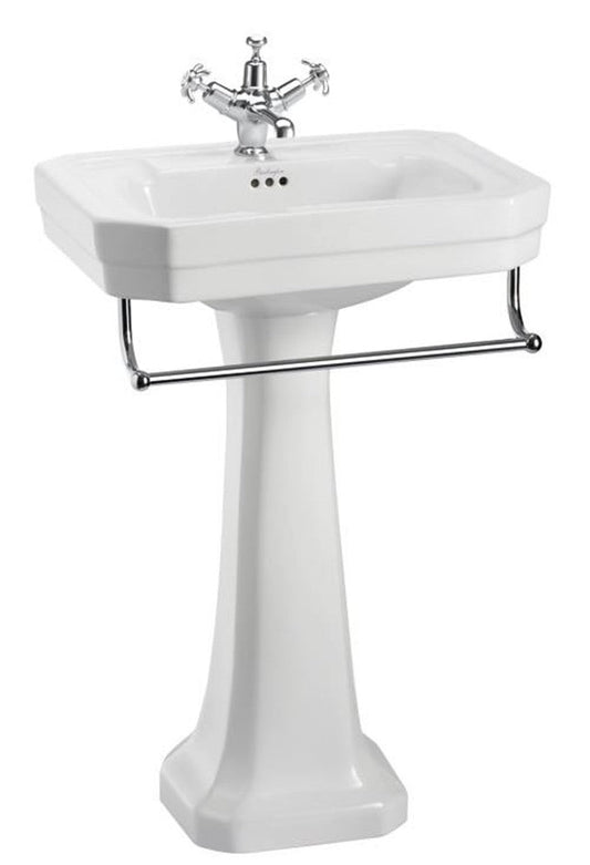 Porzellan Waschbecken mit Sockel und Handtuchhalter - Antik Stil Waschbecken