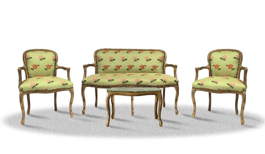 Barock Salon Set Vintage Gold Hellgrün - Antik Stil