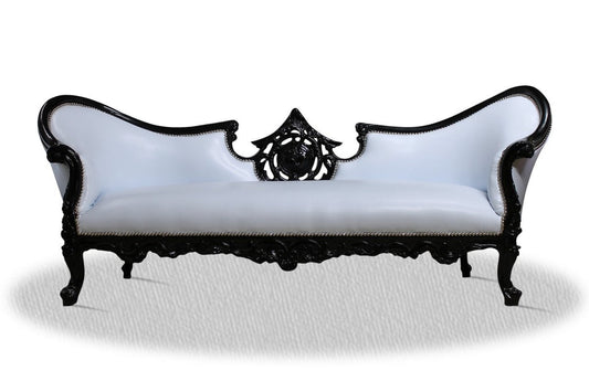Barock Sofa Vampire Schwarz Weiß 220 x 70 x H. 80 cm - Lounge Couch