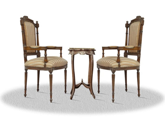 Barock Wohnzimmerstuhl Set mit Beistelltisch - Barock Möbel