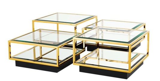 Art Deco Luxus Couchtisch Gold 4er Set - Wohnzimmer Salon Tisch