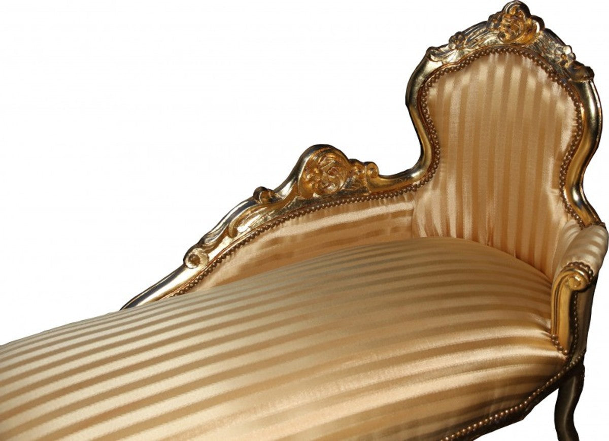Barock Chaiselongue King Gold Streifen / Gold
