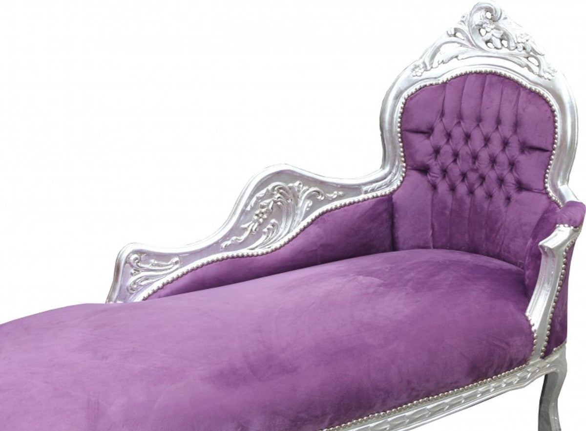 Barock Chaiselongue Mod2 Lila/Silber - Barock Möbel