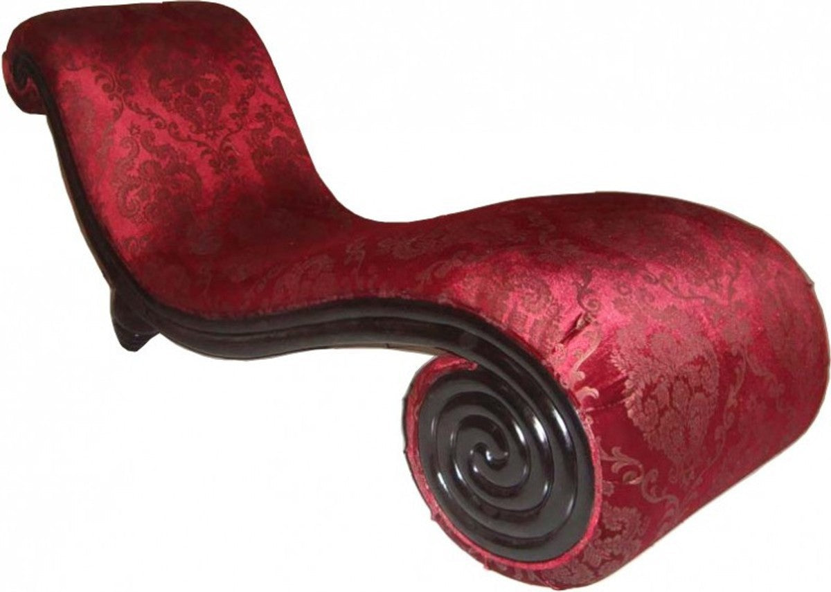 Barock Chaiselongue Mod3 Bordeaux Rot Barock Muster / Schwarz Limited Edition - Barock Möbel