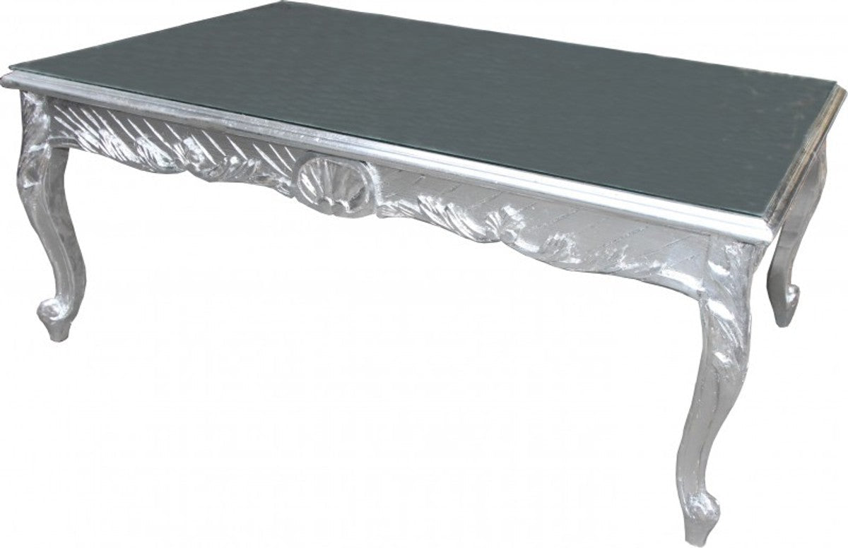 Barock Couchtisch Silber Antik Look 120 x 80 cm - Mod2
