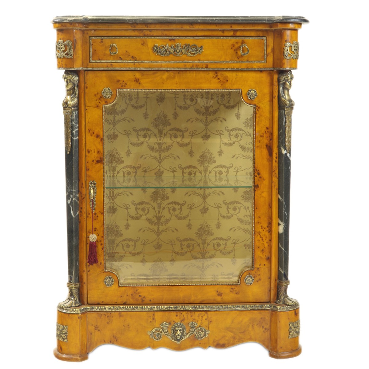 Empire Vitrine Vogelaugenahorn 85 x H105 cm - Vitrinenschrank - Wohnzimmerschrank Barock