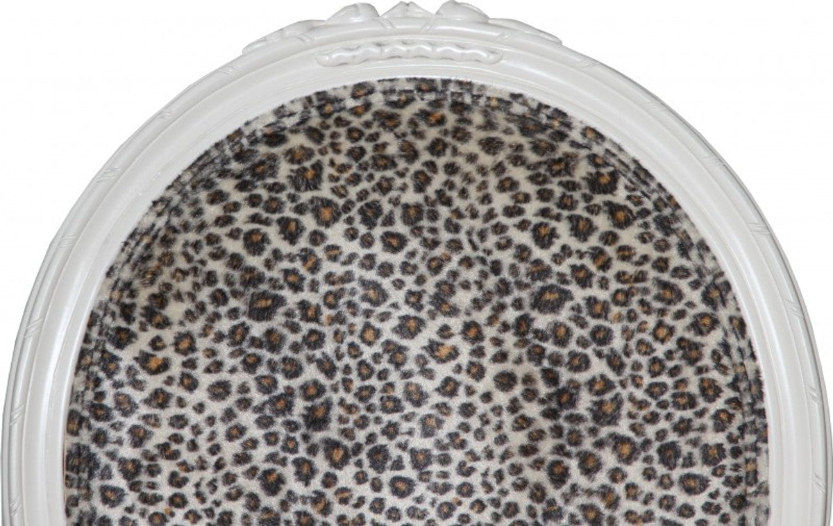 Barock Esszimmer Stuhl mit Armlehnen Mod2 Leopard / Creme - Barock Möbel