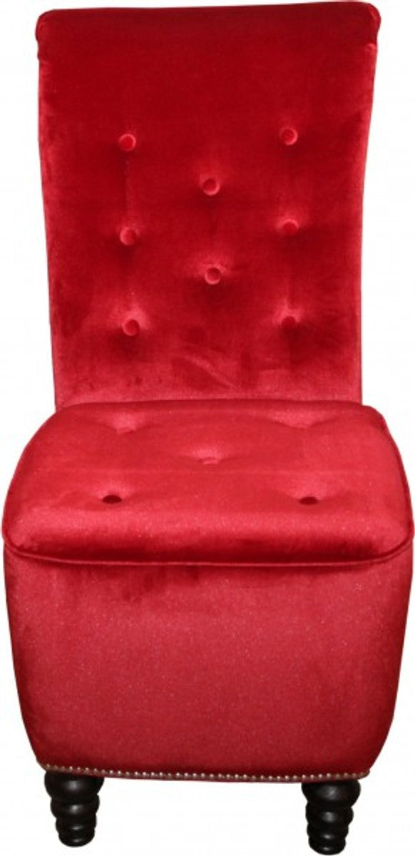 Designer Chesterfield Esszimmer Stuhl Bordeaux Rot / Braun Barock