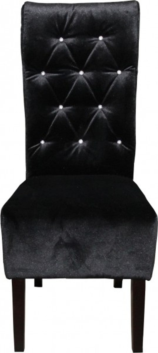 Designer Chesterfield Esszimmer Stuhl Schwarz mit Bling Bling Glitzersteinen