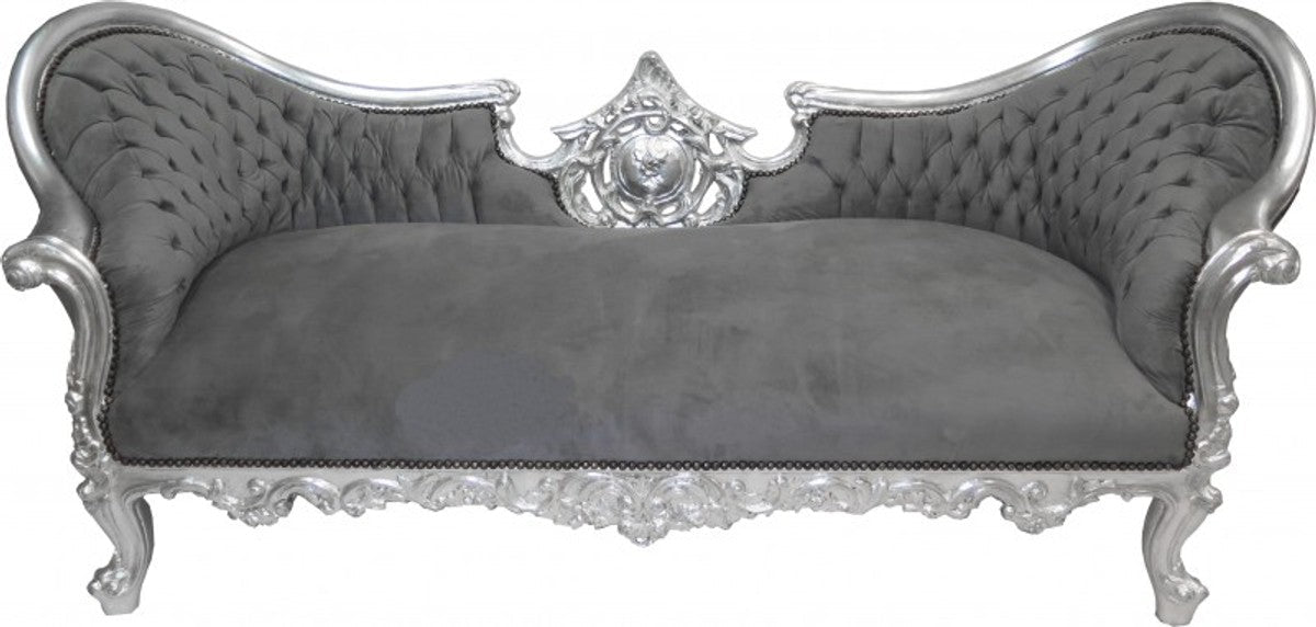 Barock Sofa Vampire Grau/Silber - Limited Edition - Lounge Couch