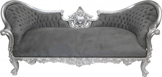 Barock Sofa Vampire Grau/Silber - Limited Edition - Lounge Couch